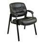 Office Star&trade; EX8124 Leather Guest Chair, 34 3/4 inch;H x 25 1/4 inch;W x 27 1/2 inch;D, Black Frame, Black Leather