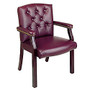 Office Star&trade; Traditional Series Vinyl Guest Chair With Padded Arms, 33 3/4 inch;H x 27 1/2 inch;W x 25 1/2 inch;D, Mahogany Frame, Oxblood Burgundy Fabric