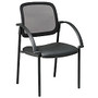 Office Star&trade; Work Smart Screen Back/Faux Leather Seat Guest Chair With Arms, 32 3/4 inch;H x 24 inch;W x 23 1/2 inch;D, Black