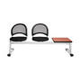 OFM Moon Series Beam Seating, 2 Fabric Seats, 1 Table, 33 3/4 inch;H x 73 1/4 inch;W x 21 1/2 inch;D, Black/Gray