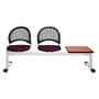 OFM Moon Series Beam Seating, 2 Fabric Seats, 1 Table, 33 3/4 inch;H x 73 1/4 inch;W x 21 1/2 inch;D, Burgundy/Gray