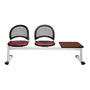 OFM Moon Series Beam Seating, 2 Vinyl Seats, 1 Table, 33 3/4 inch;H x 73 1/4 inch;W x 21 1/2 inch;D, Burgundy/Gray