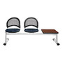 OFM Moon Series Beam Seating, 2 Vinyl Seats, 1 Table, 33 3/4 inch;H x 73 1/4 inch;W x 21 1/2 inch;D, Navy/Gray