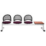 OFM Moon Series Beam Seating, 3 Fabric Seats, 1 Table, 33 3/4 inch;H x 97 3/4 inch;W x 21 1/2 inch;D, Burgundy/Gray