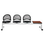 OFM Moon Series Beam Seating, 3 Polypropylene Seats, 1 Table, 33 3/4 inch;H x 97 3/4 inch;W x 21 1/2 inch;D, Black/Gray