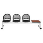 OFM Moon Series Beam Seating, 3 Vinyl Seats, 1 Table, 33 3/4 inch;H x 97 3/4 inch;W x 21 1/2 inch;D, Black/Gray