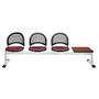 OFM Moon Series Beam Seating, 3 Vinyl Seats, 1 Table, 33 3/4 inch;H x 97 3/4 inch;W x 21 1/2 inch;D, Burgundy/Gray