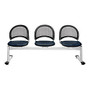 OFM Moon Series Beam Seating, 3 Vinyl Seats, 33 3/4 inch;H x 73 1/4 inch;W x 21 1/2 inch;D, Navy/Gray