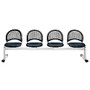OFM Moon Series Beam Seating, 4 Vinyl Seats, 33 3/4 inch;H x 97 3/4 inch;W x 21 1/2 inch;D, Navy/Gray