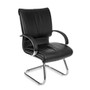 OFM Sharp Series Leather Guest Chair, Black/Silver