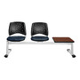 OFM Stars Series Beam Seating, 2 Vinyl Seats, 1 Table, 34 1/2 inch;H x 73 1/4 inch;W x 21 1/2 inch;D, Navy/Gray