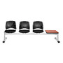 OFM Stars Series Beam Seating, 3 Vinyl Seats, 1 Table, 34 1/2 inch;H x 97 3/4 inch;W x 21 1/2 inch;D, Black/Gray