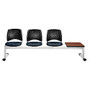 OFM Stars Series Beam Seating, 3 Vinyl Seats, 1 Table, 34 1/2 inch;H x 97 3/4 inch;W x 21 1/2 inch;D, Navy/Gray