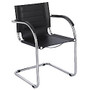 Safco; Flaunt-Series Guest Chair, 31 3/4 inch;H x 21 1/2 inch;W x 23 inch;D, Chrome/Black Leather
