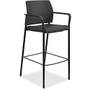 HON Fixed Arms Multipurpose Cafe Stool - Fabric Black Seat - Fabric Black Back - Steel Textured Black Frame - Four-legged Base - 23.3 inch; Width x 21.3 inch; Depth x 31.3 inch; Height