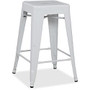 Lorell Metal Stool - Powder Coated Frame - White - Metal - 16 inch; Width x 16 inch; Depth x 24 inch; Height