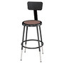 National Public Seating Adjustable Hardboard Stools With Backs, 32 - 41 1/2 inch;H, Black, Set Of 5