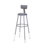 National Public Seating Adjustable Vinyl-Padded Stool With Back, 38 - 47 1/2 inch;H, Gray