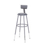 National Public Seating Adjustable Vinyl-Padded Stools With Backs, 38 - 47 1/2 inch;H, Gray, Set Of 4