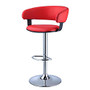 Powell; Home Fashions Faux Leather Barrel Back Adjustable Bar Stool, Red/Chrome