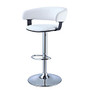 Powell; Home Fashions Faux Leather Barrel Back Adjustable Bar Stool, White/Chrome