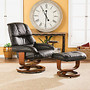 SEI Congressional Leather Recliner And Ottoman Set, Black