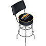 Trademark Global Chevrolet Padded Bar Stool With Back, Black/Silver