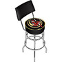 Trademark Global Padded Bar Stool, With Back, Miller High Life Girl In The Moon, Chrome