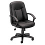 basyx by HON; Mid-Back Leather Chair With Loop Arms, 43 inch;H x 26 inch;W x 33 1/2 inch;D, Black Frame, Black Leather