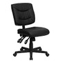 Flash Furniture Leather Low-Back Multifunctional Swivel Task Chair, Black