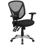 Flash Furniture Mesh Mid-Back Swivel Task Chair With Adjustable Arms, Black/Silver