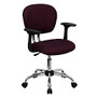 Flash Furniture Mesh Mid-Back Swivel Task Chair With Arms, Burgundy/Silver