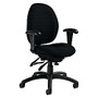 Global; Malaga Low-Back Multi-Tilter Chair With Arms, 37 inch;H x 26 inch;W x 24 inch;D, Black Frame, Black Fabric