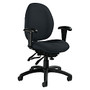 Global; Malaga Low-Back Multi-Tilter Chair With Arms, 37 inch;H x 26 inch;W x 24 inch;D, Black Frame, Graphite Fabric
