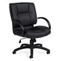 Offices To Go&trade; Luxehide Mid-Back Leather Chair, Black