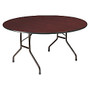 Iceberg Premium Wood Laminate Folding Table, Round, 29 inch;H x 60 inch;W x 60 inch;D, Mahogany/Steel Gray