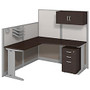 Bush Business Furniture Office-In-An-Hour L-Workstation With Storage & Accessory Kit, 63 inch;H x 65 inch;W x 65 inch;D, Mocha Cherry, Standard Delivery