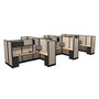 Cube Solutions; Full-Height Office Cubicle L-Shaped Station, Pod Of 6, 67 inch;H x 96 inch;W x 154 inch;D, Assorted Colors