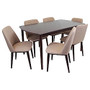 Lumisource Tintori 30 1/2 inch;H x 36 inch;W x 60 inch;D Table Set, Espresso/Black, With 6 Chairs