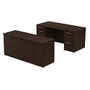 BBF 300 Series Double-Pedestal With Credenza, 29 1/10 inch;H x 65 3/5 inch;W x 93 inch;D, Mocha Cherry, Standard Delivery Service