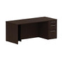BBF 300 Series Single-Pedestal Desk, 29 1/10 inch;H x 71 1/10 inch;W x 29 3/5 inch;D, Mocha Cherry, Premium Installation Service