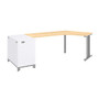 BBF Momentum Dog-Leg Right Desk With 30 inch; Storage, 29 1/2 inch;H x 99 1/2 inch;W x 41 inch;D, Natural Maple, Premium Installation Service