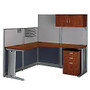 BBF Office-In-An-Hour&trade; L-Shaped Workstation And Storage Accessory Kit, Hansen Cherry, Premium Installation Service
