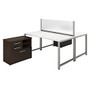 Bush Business Furniture 300 Series 2-Person Benching Station, 60 inch;W x 30 inch;D, Mocha Cherry, Standard Delivery