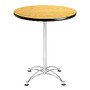 OFM Caf&eacute;-Height Round Table With Chrome Base, 30 inch; Diameter, Oak