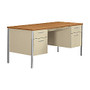 HON; 34000 Series Steel Double-Pedestal Desk, 29 1/2 inch;H x 60 inch;W x 30 inch;D, Harvest Cherry/Putty