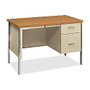 HON; 34000 Series Steel Single-Pedestal Desk, 29 1/2 inch;H x 45 1/4 inch;W x 24 inch;D, Harvest Cherry/Putty