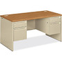 HON; 38000-Series Double-Pedestal Desk, 60 inch; x 30 inch;, Harvest/Putty