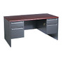 HON; 38000-Series Double-Pedestal Desk, 60 inch; x 30 inch;, Mahogany/Charcoal