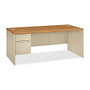HON; 38000-Series Modular Steel Left-Pedestal Desk With Lock, 29 1/2 inch;H x 72 inch;W x 36 inch;D, Harvest/Putty
